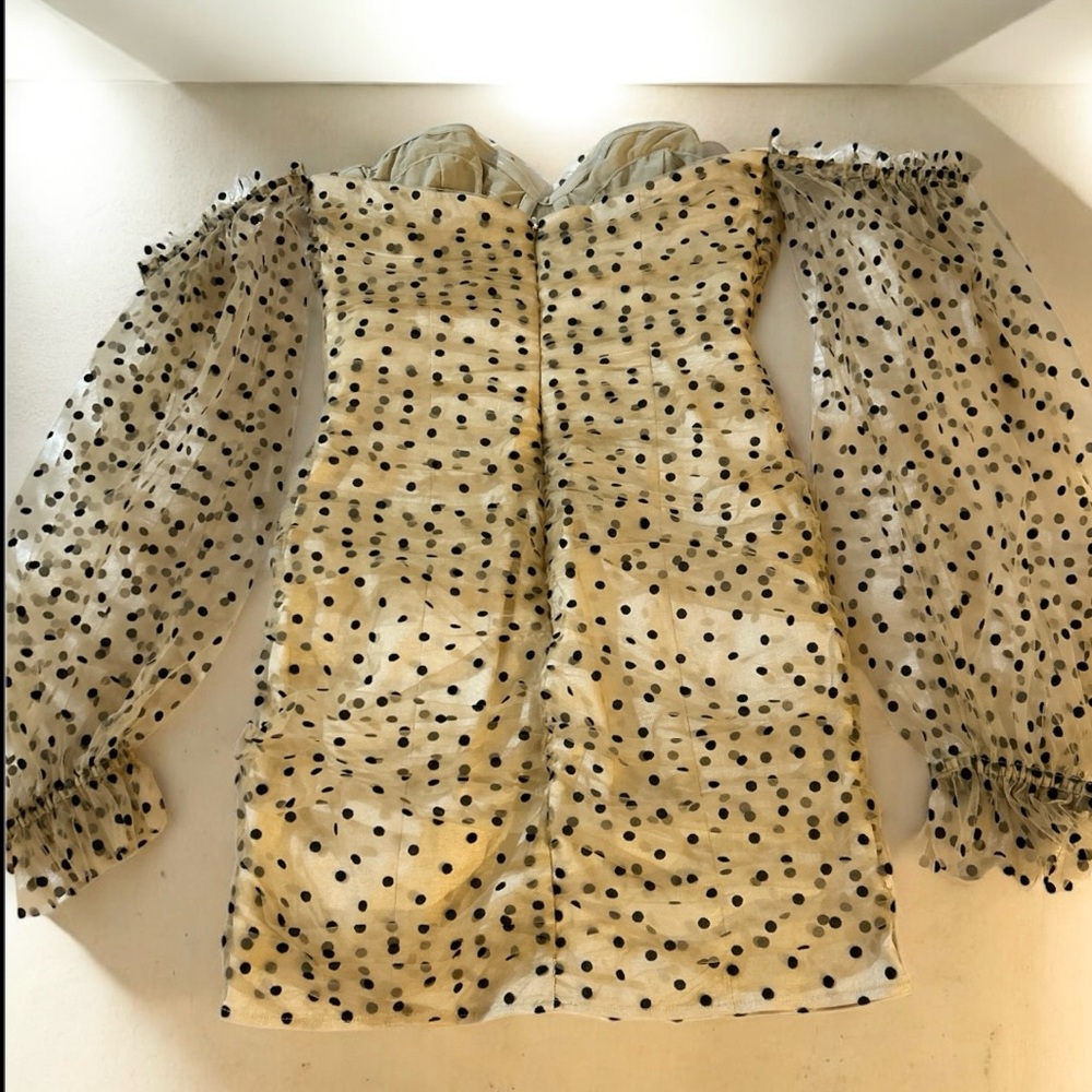 MAJORELLE Secret Polkadot Dress in Dark Nude size small - Picture 4 of 16